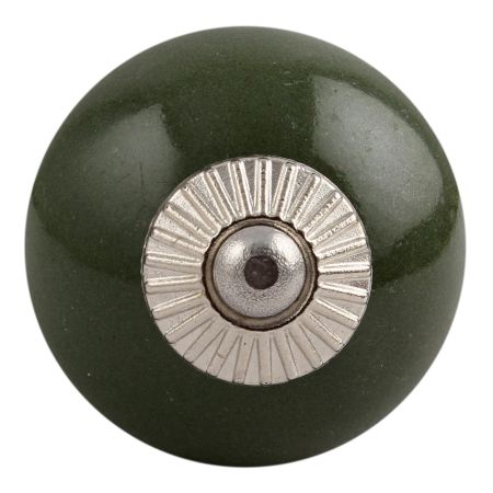 Olive Round Silver Fitting Ceramic Drawer Knob Online